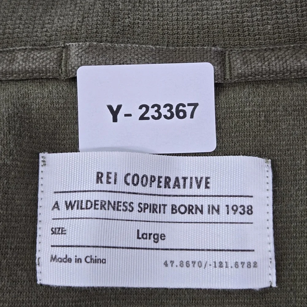 REI Cooperative Men Sweater LARGE Green Cotton Nylon‎ Gorpcore Collar